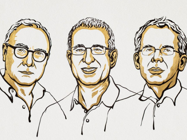 I vincitori del Premio Nobel per l'Economia David Card, Joshua Angrist e Guido Imbens