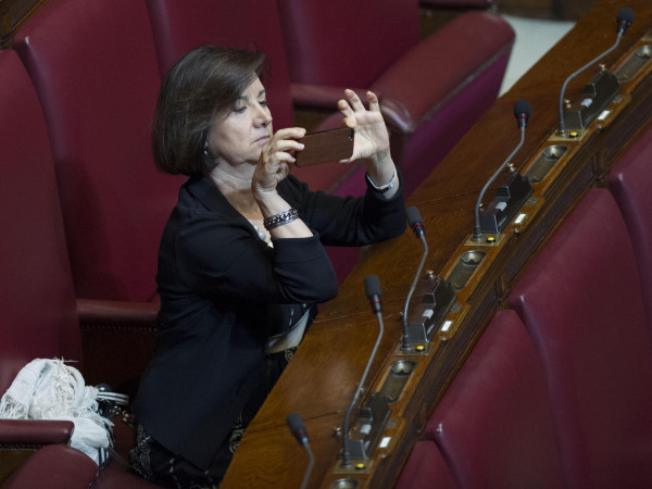 Eugenia Roccella durante la discussione generale sul ddl sulle unioni civili nell'Aula della Camera, il 9 maggio 2016.