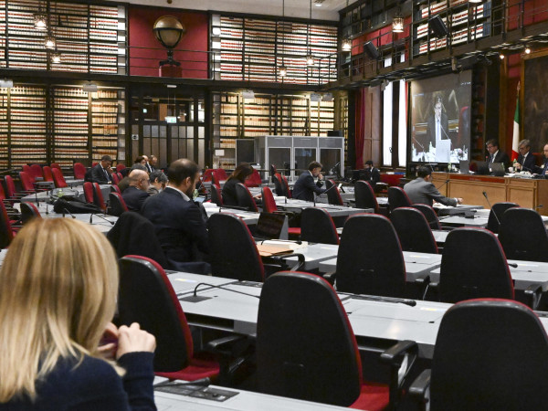 Il ministro dell'Economia e delle Finanze, Giancarlo Giorgetti, nella Sala del Mappamondo di Montecitorio nel corso dell'audizione alle Commissioni riunite Bilancio di Camera e Senato in merito al disegno di legge di previsione bilancio dello Stato 2023 e per il triennio 2023-2025, il 2 dicembre 2022.
