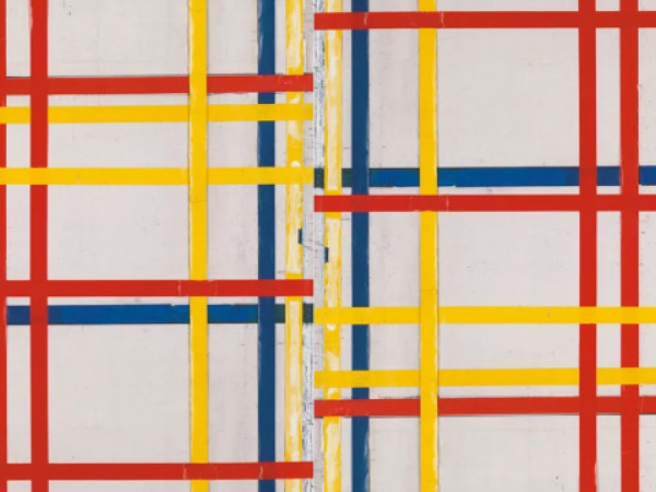 Piet Mondrian, New York City 1 (1941), the "correct" way up on the right