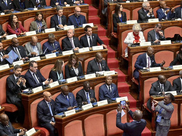 Uno scatto durante il vertice Italia -Africa in Senato, il 29 gennaio 2024.