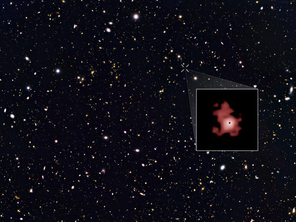 La galassia iperluminosa GN-z11 e il suo buco nero