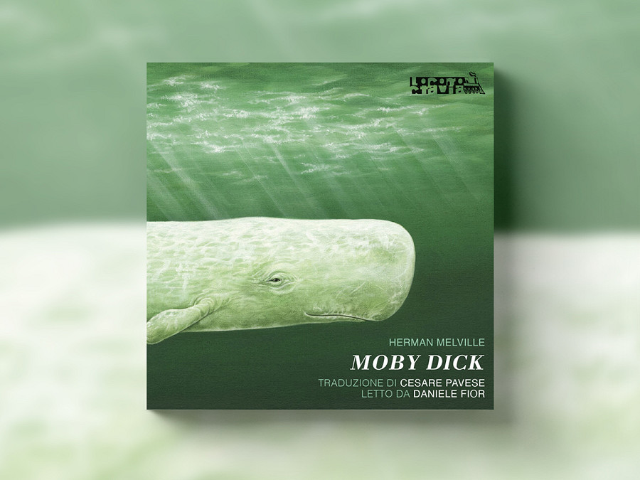 Copertina di “Moby Dick, o la balena”, audiolibro, di Herman Melville con traduzione di Cesare Pavese, letto da Daniele Fior (Locomoctavia Audiolibri)