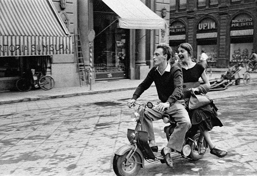 Ruth Orkin, Jinx and Justin on scooter, Florence, Italy, 1951, Vintage Print