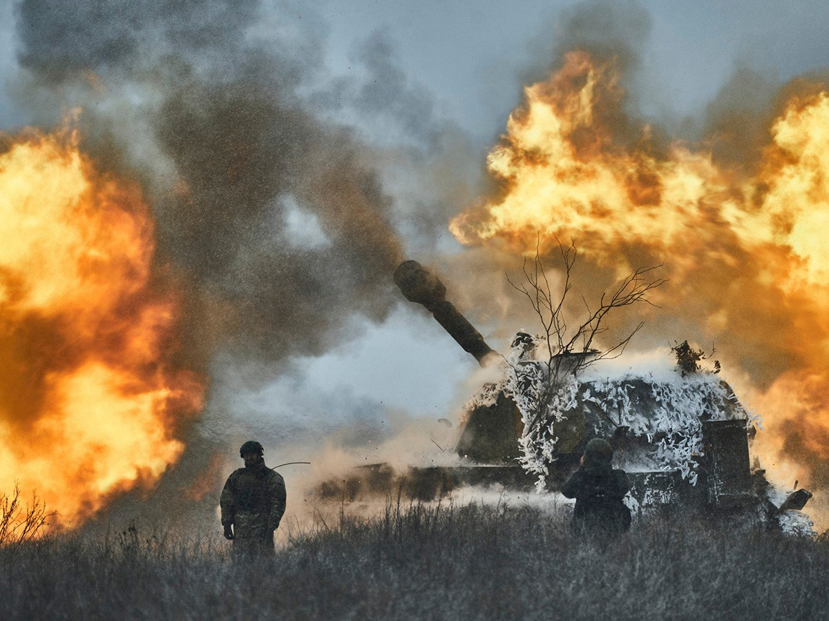 Il fuoco di un carro armato a Donetsk