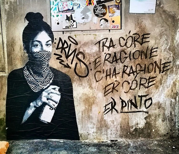 Una poesia di strada di Er Pinto a Roma.