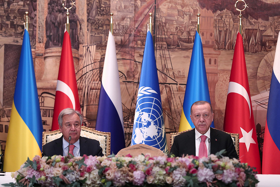 Il segretario generale dell'Onu Antonio Guterres e il presidente turco Recep Tayyip Erdogan