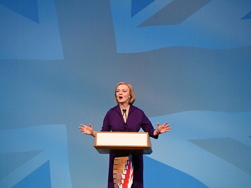Liz Truss dopo l'annuncio della sua vittoria al Queen Elizabeth II Centre di Londra, il 5 settembre 2022