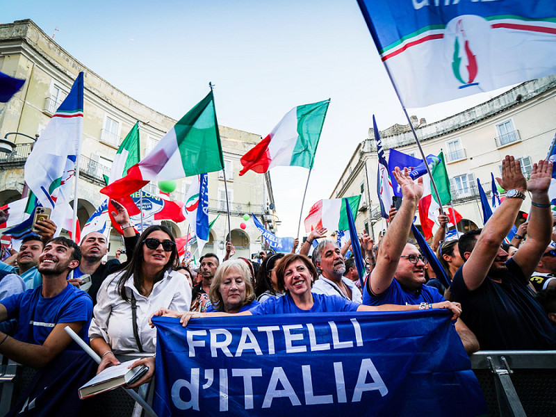 Il comizio elettorale di Giorgia Meloni a Caserta, il 18 Settembre 2022.