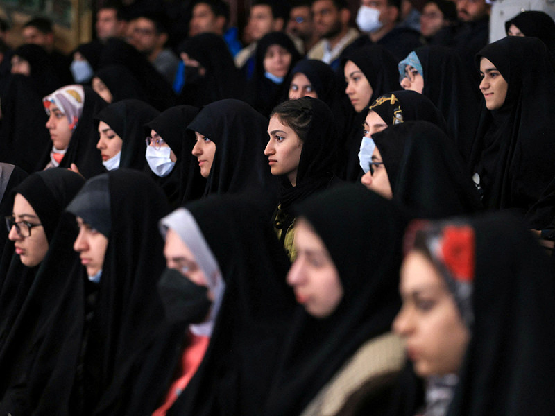 Female students attend a National Student Day ceremony at Tehran University in Iran, Dec. 7, 2022. 